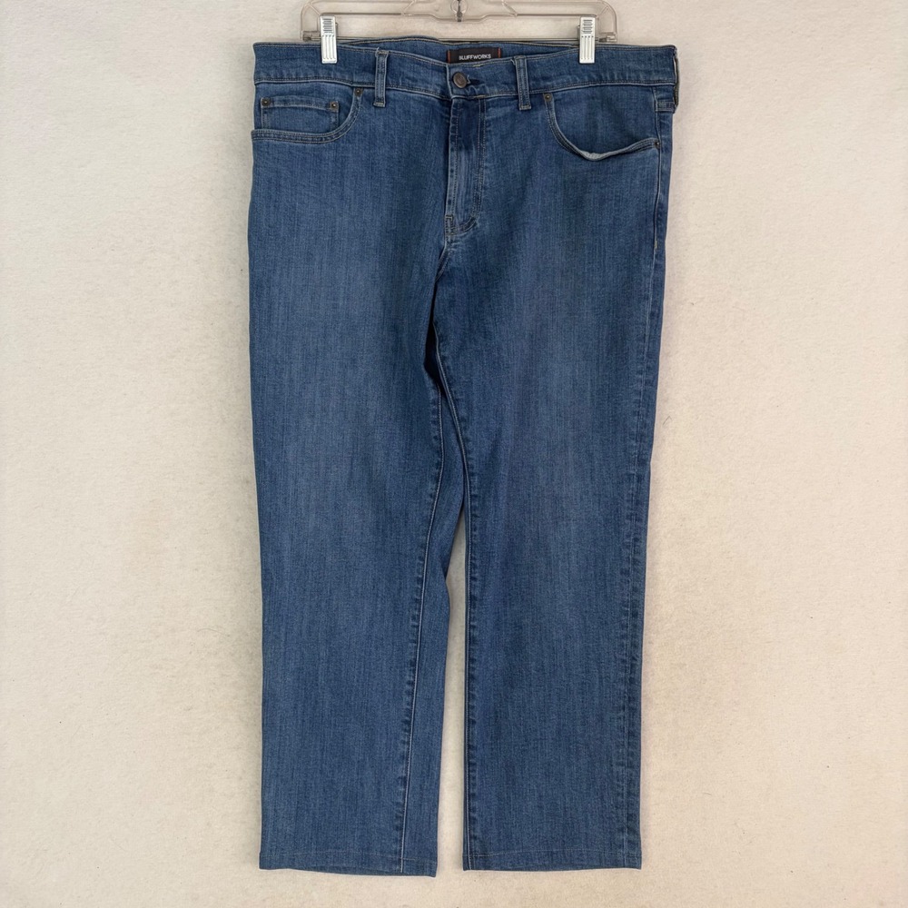 Bluffworks Men's 36 Departure 3.0 Slim Blue Jeans Coolmax Performance